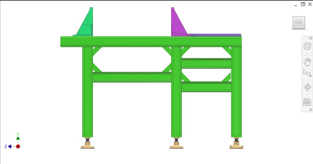 Right side — frame, feet, loaded and transmission plates