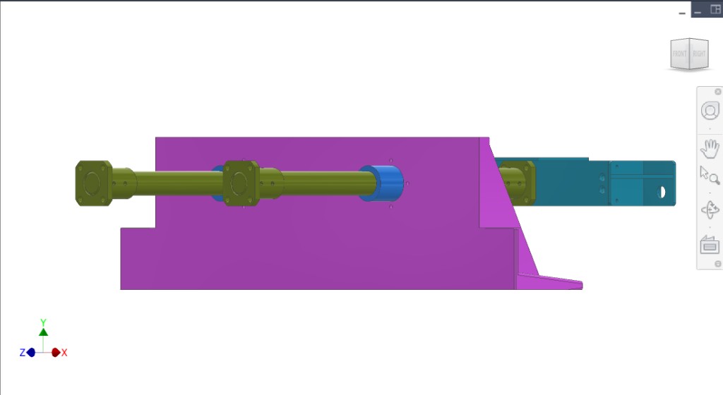 Side profile — plate, shafts, yoke