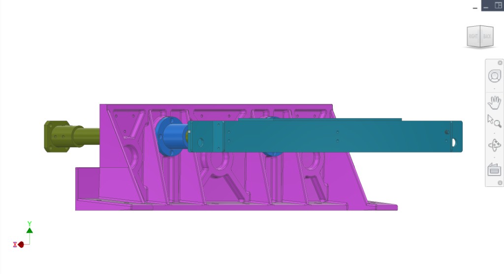 Side — yoke and bearings on plate