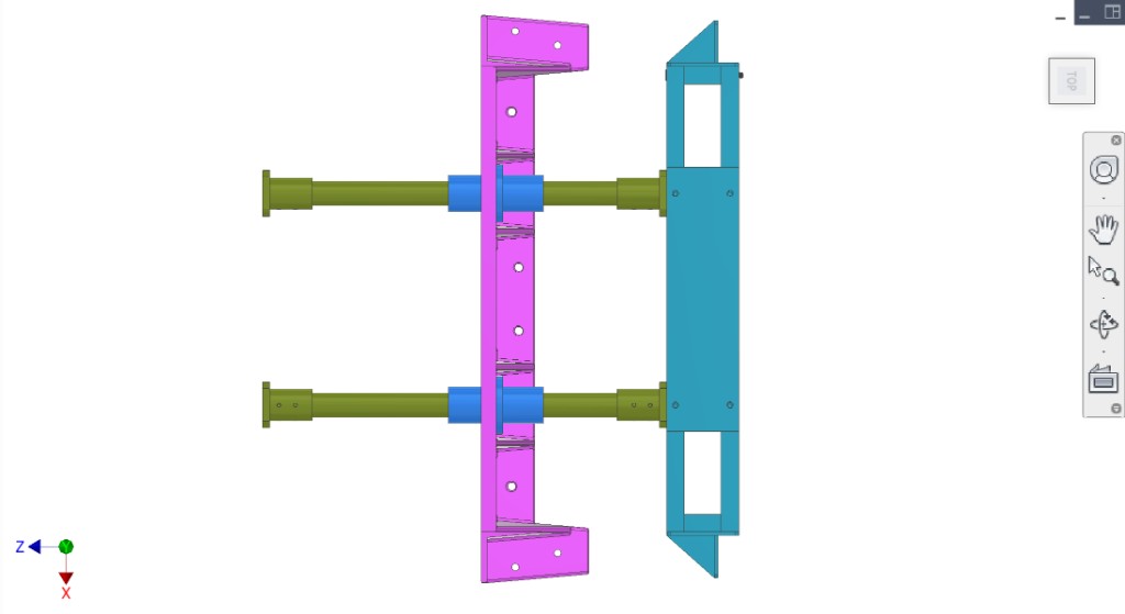 Top view — yoke, shafts; collection mount plate